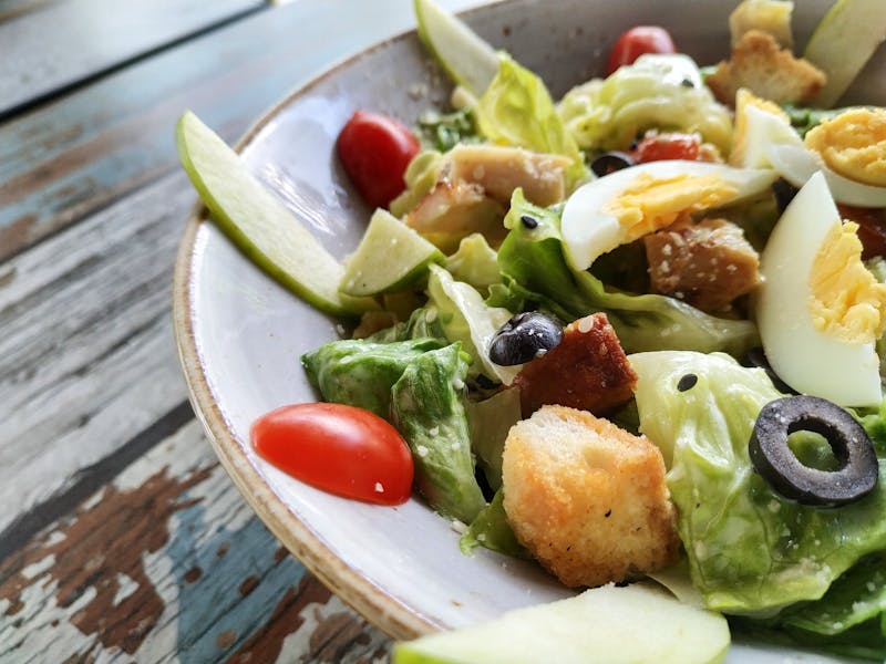 Classic Caesar salad with croutons