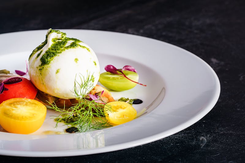 Burrata and tomato salad with basil